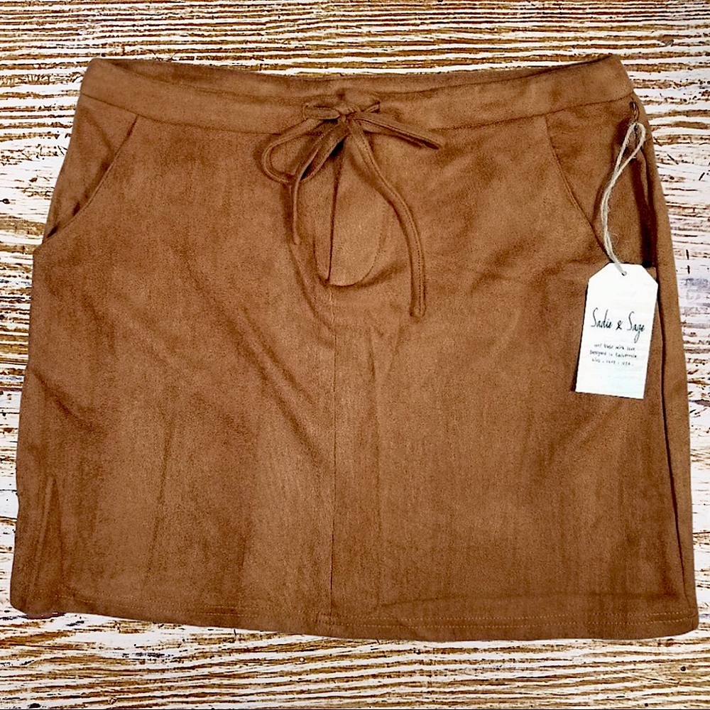 SADIE & SAGE SUEDE CAMEL MINI SKIRT